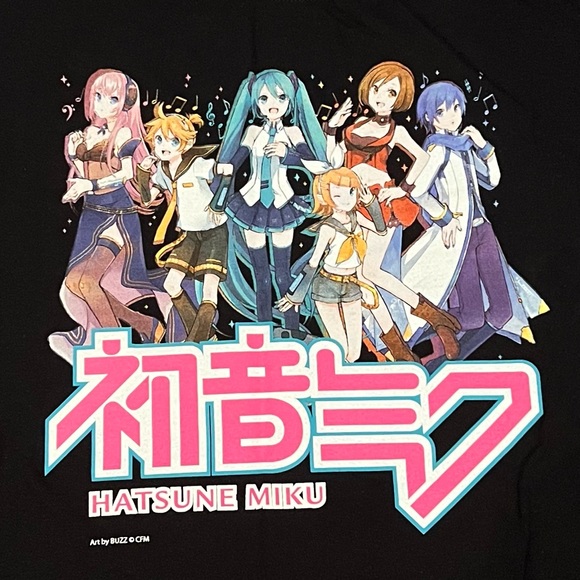 Hatsune Miku Vocaloid Anime T-Shirt Black Unisex Size Large - Picture 2 of 5